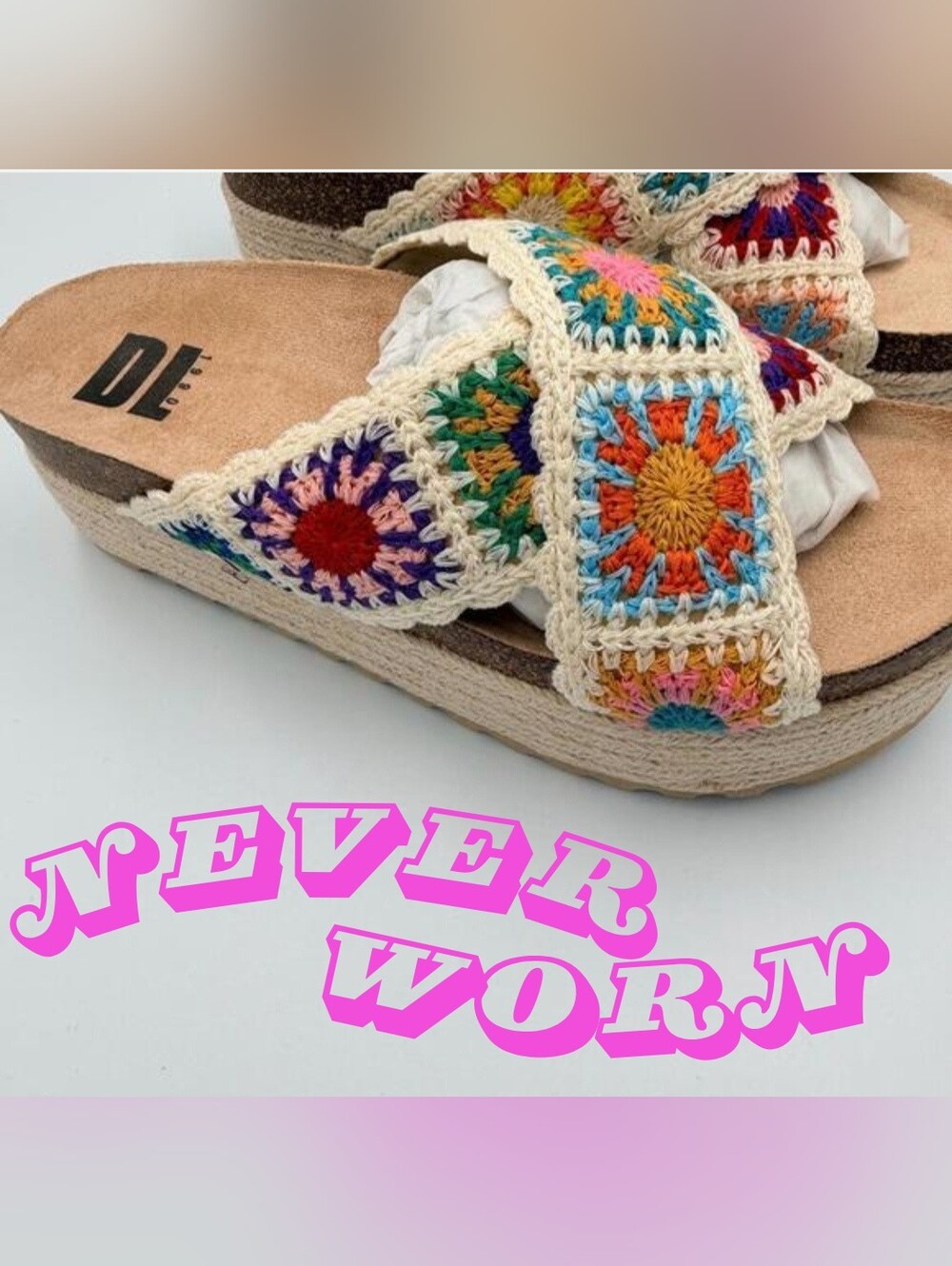 🆕 Lace Crochet Multi-Color Platform Slide Sandals for Women